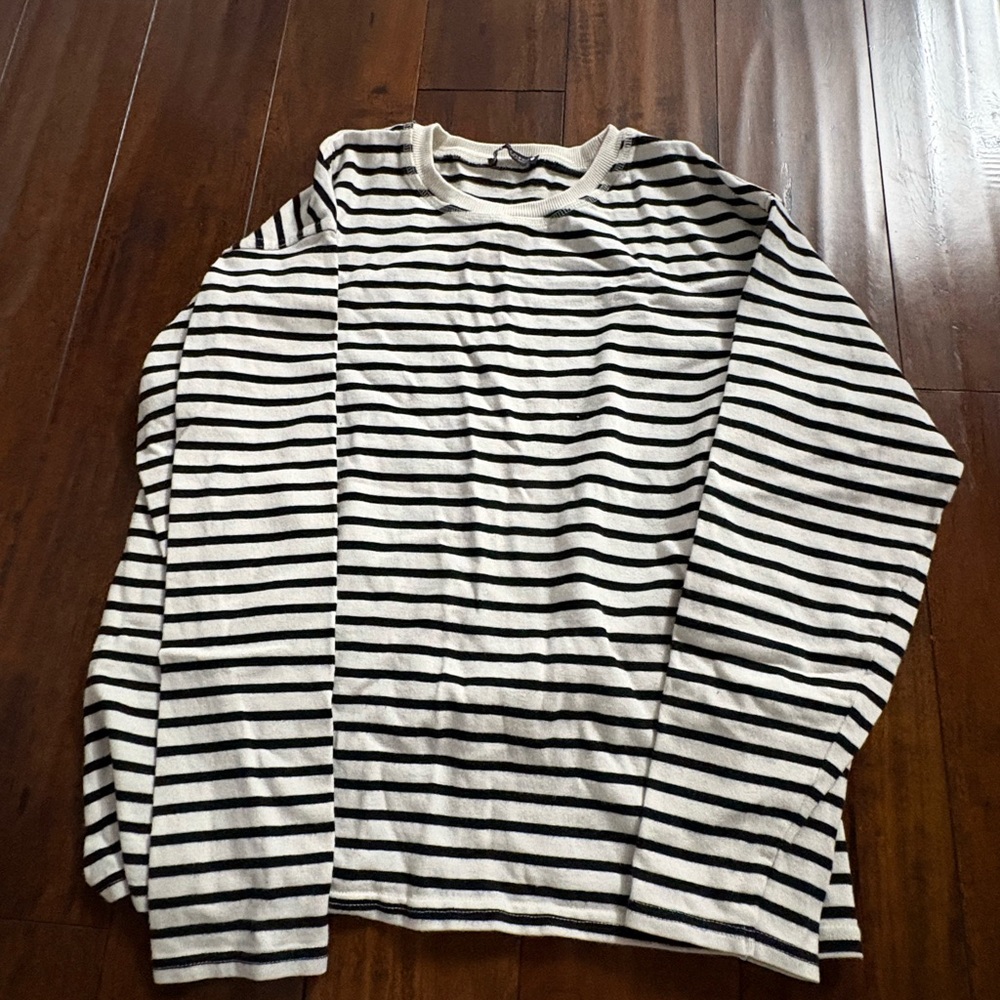 Zara Black and White Striped Top